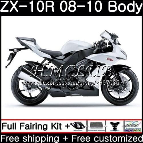 Bodywork For KAWASAKI NINJA ZX10R ZX1000C 2008 2009 2010 63HC.3 ZX 10R ZX 10 R ZX1000 Pearl White ZX-10R 08 09 10 Fairing kit