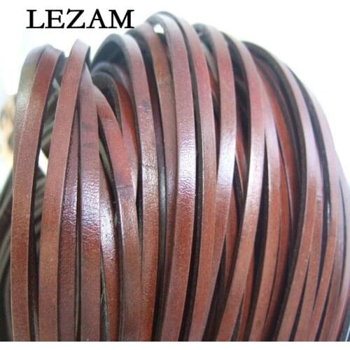 5 Meters 5*2mm Flat Dark Red Real Genuine Leather Strip Belt Bracelet Necklace Leather Cord Jewelry Making Material