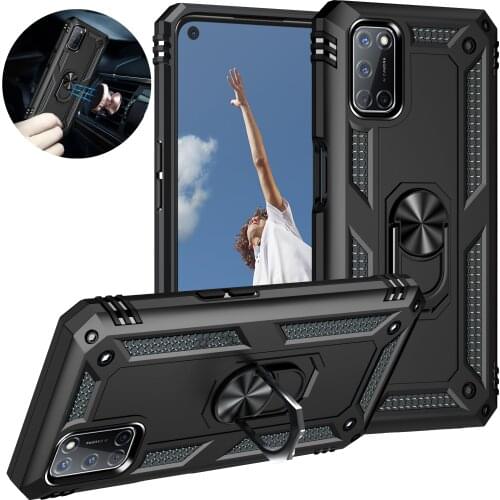 For OPPO A52 Case Luxury Armor Shockproof Car Magnetic Ring Back Cover For OPPO A72 A92 4G Silicone Protection Phone Cases Shell