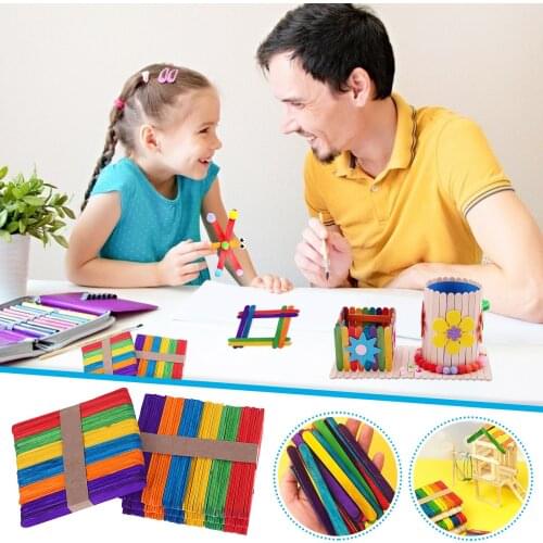 Colored Wooden Craft Sticks,200PCS Rainbow Wooden Popsicle Sticks/Bulk for DIY Craft Creative Designs/Kids Education,Craft Stick