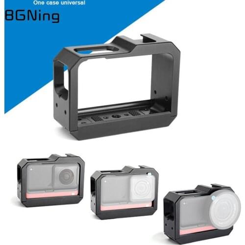 Vlog Camera Cage Rig for Insta360 ONE R Shell Protective Case 2 Cold Shoe Mount Base Tripod Support for Light MIC Stand Holder