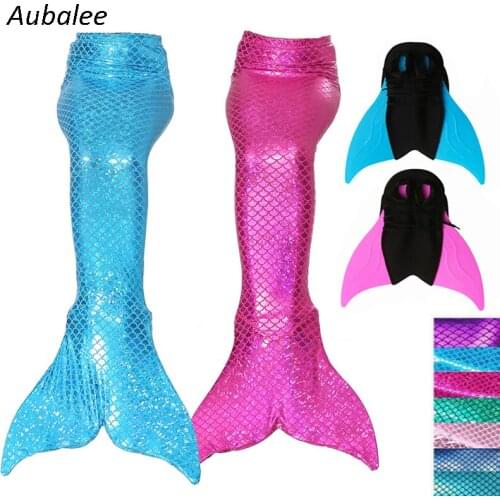 Kids Mermaid Tails For Swimming With Monofin Girls Mermaid Tail Cosplay Swimsuit Swimmable Bathing Suit