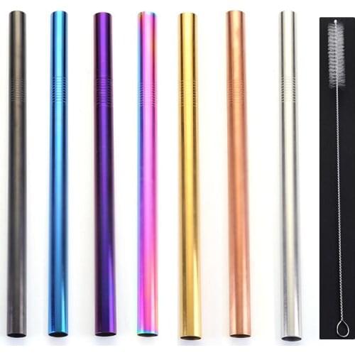 12MM Diameter Reusable Metal Drinking Straws 304 Stainless Steel Straight Inclined Pearl Milk Tea Coffee Juice Straws