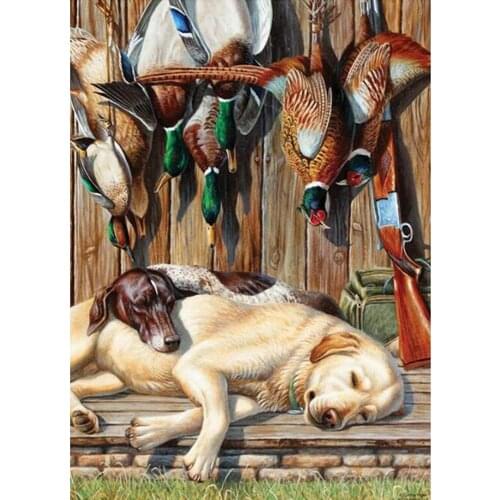 Diy 5D Dog Hunting Wood Full Diamond Painting Cross Stitch Kits Art High Quality Animal Paint By Diamonds