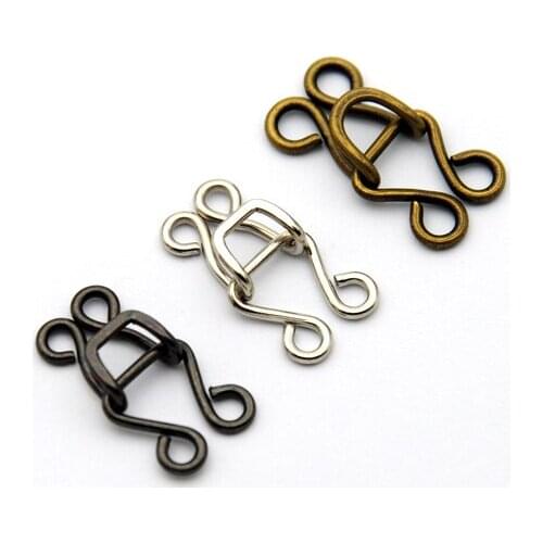 DIY 60sets/pack 15# metal brass hooks / eyes pant skirt trousers hooks silver/black/bronze free shipping HE-018