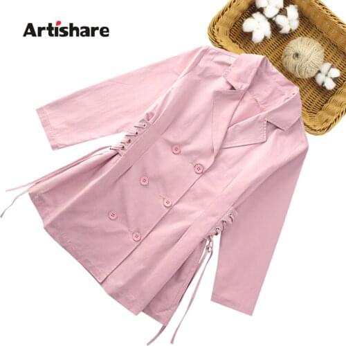 Girls Long Jacket Outerwear Solid Color Girl Coat Casual Style Jacket Girl Spring Autumn Clothes Girl