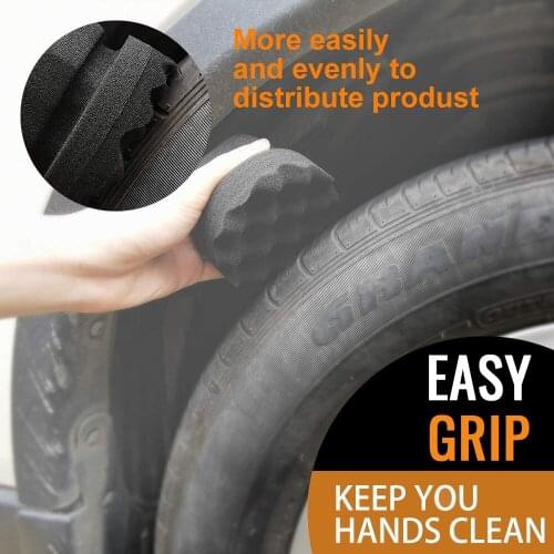 Two Sizes Tire Dressing Applicator Reusable Handheld Ergonomic Round Grip Deeper Wave Design Tire Waxing Sponge Durable Washable
