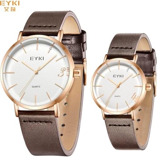 EYKI 1314 Casual Quartz Watch Men Women Fashion Wristwatch Lovers Watches Leather Watchband Clock Male relogio masculi 2019 News