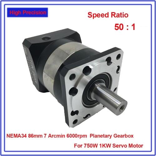 90mm Flange 50:1 Speed Ratio 50 Planetary Reducer 19MM Input Shaft Gearbox Reducer for 750W 1 KW Servo Stepper Motor CNC
