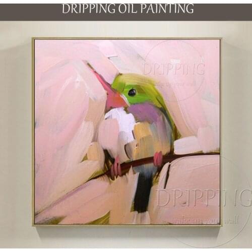 Artist Hand-painted High Quality Textured Knife Bird Oil Painting on Canvas Small Animal Baby Bird Oil Painting for Living Room