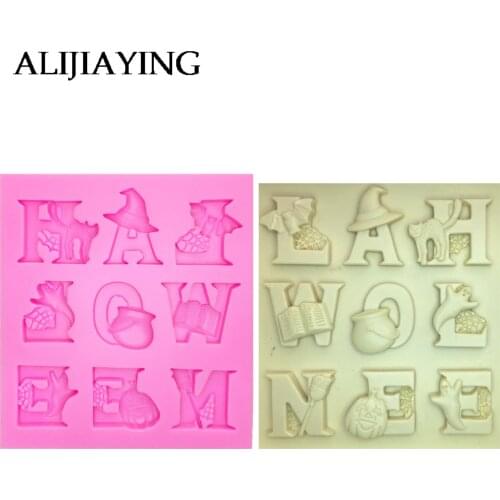 M1112 Halloween Letters shape Silicone Cake Mold Halloween Alphabet Party Fondant Cake Decorating Tools Gumpaste Chocolate Mould