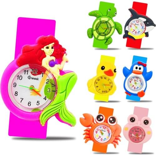Boy Girl Kids Watch Baby Toys 3D Mermaid/Whale/Turtle/Duck Pattern Children Watches Clock relogio infantil montre pour enfants