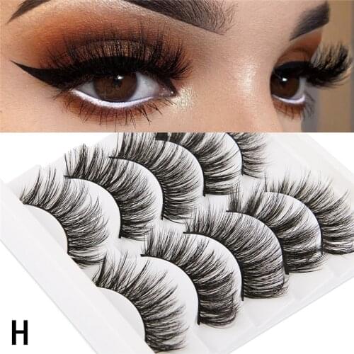 False Eyelashes Imitation Mink Hair Handmade Fluffy Wispy Natural Long Lashes No cruelty Eye Lash Extension Makeup Tools 5 Pairs