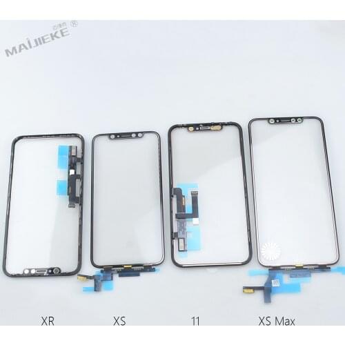 Original Touch Screen Digitizer Glass Lens with OCA Glue For iPhone X XR XS 11 12 Pro Max Outer Screen Glass Touch Replacement