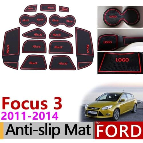 Anti-Slip Gate Slot Mat Rubber Coaster for Ford Focus 3 MK3 2011 2012 2013 2014 pre-facelift ST RS Accessories Car Stickers 13Pc