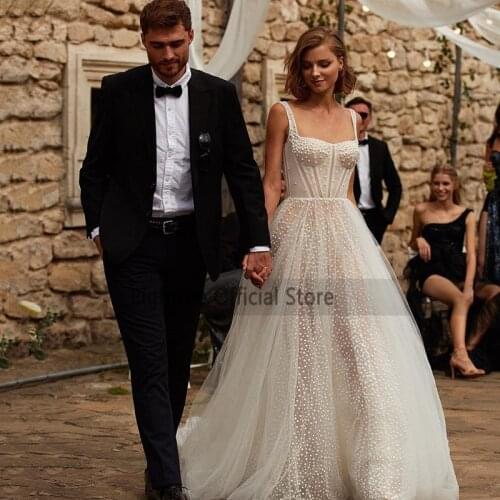 Eightree Romantic Vintage Wedding Dresses Dotted Tulle Princess Bride Dress 2021 Custom Made Wedding Gowns Women Couture