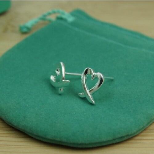 BABYLLNT 925 Silver Hollow Heart Stud Earrings For Woman Wedding Engagement Fashion Party Charm Jewelry Gift