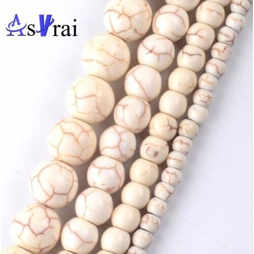 Synthesis White Turquoises Stone Beads Accessories 4mm-12mm Spacer Round Loose Beads for Jewelry Making Diy Bracelet 15inch