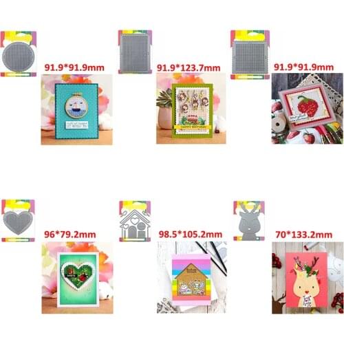 Stitched Rectangle Square Circle Heart Metal Cutting Dies Reindeer House Pattern DIY Craft Paper Scrapbooking 2020 New #9