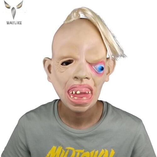 WAYLIKE New Adult Horror Eyed Squint Strange Headgear Shaped Cos Zombie Ghost Mask Scary Haunted House Halloween Party Props