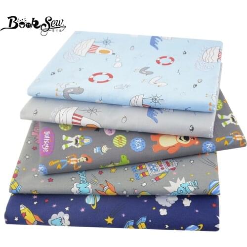 Booksew Cute Cartoon Printed 100% Cotton Twill Fabric for Home Textile Apparel Sewing Cloth Quilting Needlework Handicrafts
