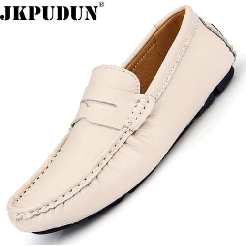 Genuine Leather Men Shoes Luxury Brand Formal Casual Mens Loafers Moccasins Soft Breathable Slip on Boat Shoes Plus Size 38-48