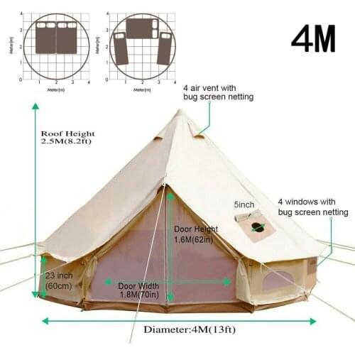 VEVOR Yurt Tents for Camping 13.1ft Canvas Glamping Tent 4-Season Bell Tent Waterproof for Family Camping Outdoor Hunting