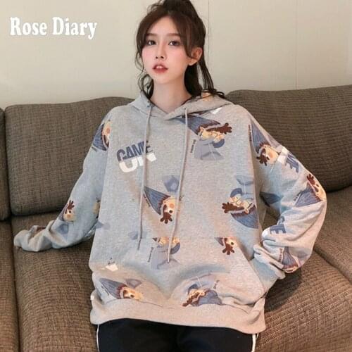 RoseDiary Vintage Autumn Women Sweatshirt Ultra Simple Sleeve Design Printed Letter Crew Neck Loose Casual Sweatshirt