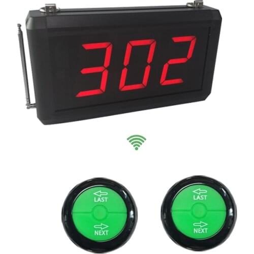 Take A Number System Queue Manage System with 3-digit Wireless Number Display LAST NEXT Remote Table Control Button