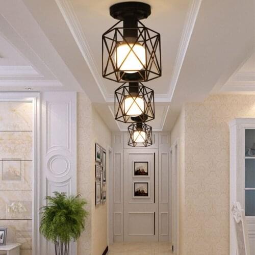 WOERFU American Ceiling Light E27 Corridor Balcony Fitting Room Study Bedroom Iron Ceiling Lamp