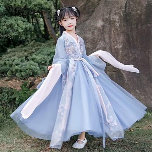 Summer new girls embroidered skirt, Chinese style super fairy costume, childrens performance dance dress princess dress SP0307