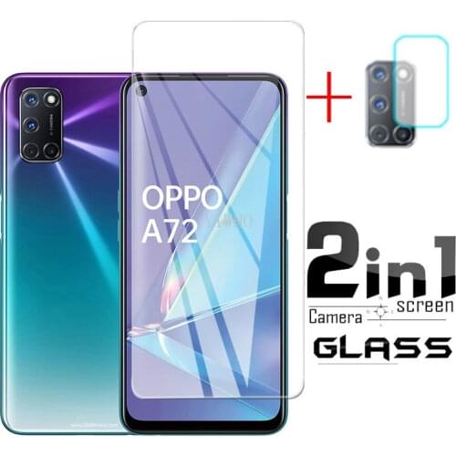 2in1 HD Protective Glass For OPPO A72 Tempered Glass On For OPPO A 72 2020 Screen Protector Camera Len Film 6.5