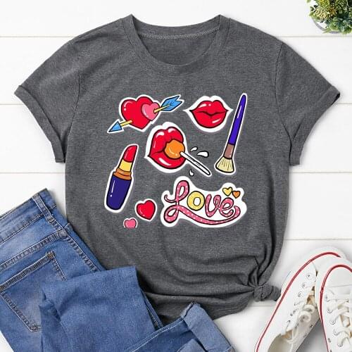 New lips Summer New 90 ’sShort Sleeve Print Clothing Womens T-Shirt Harajuku Graphic Clothing Womens Top XK00018