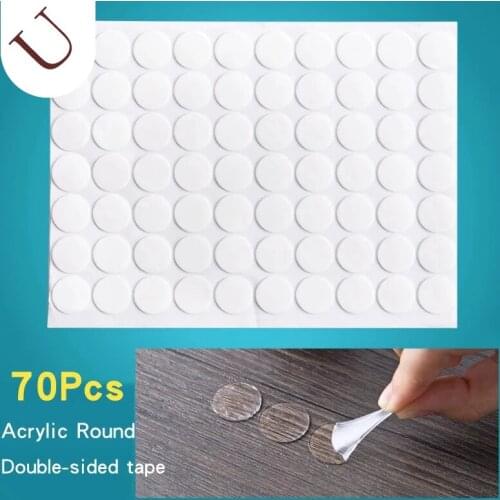 1set=70pc Round Self Adhesive Wall Sticker Acrylic Seamless Double Glue Tap for Picture Car Ornaments Potted Plants Fixed