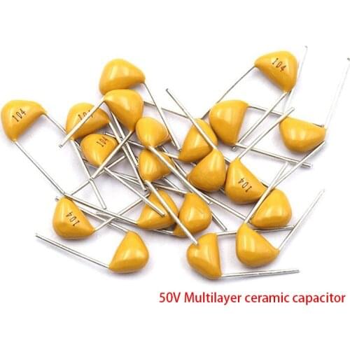 100pcs 50V Multilayer ceramic capacitor P=5.08mm 2.2nF 2.7nF 3.3nF 4.7nF 5.6nF 6.8nF 10nF 22nF 33nF 47nF 68nF