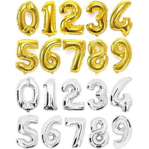 100pcs/lot 40 inch 0-9 gold/silver foil number balloons birthday wedding party decoration helium inflatable balloon lin2568