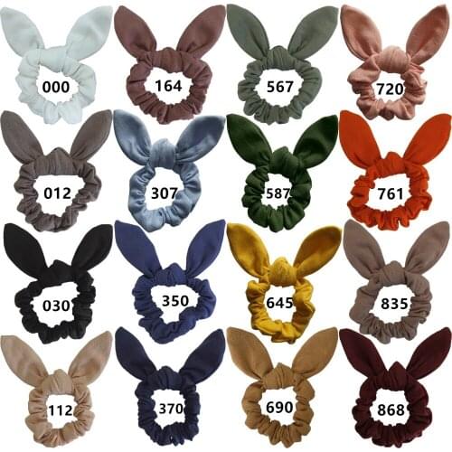 20 pcs/lot, Women Girls Cotton Fabric Bunny Ear hair Scrunchie, Hair Ties, Knot Bow Hair Elastic