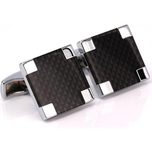 Free Delivery Brand Fashion Jewelry Cufflinks Studs Set Gunmetal Carbon Fibre Groomsmen Wedding Gift for Men High Quality