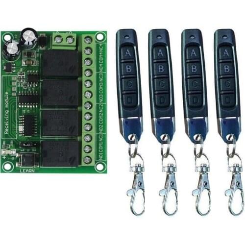 433mhz DC12V 4CH Wireless Remote Control lighting RF Switch System transmitter & receiver Electric curtains/ garage doors