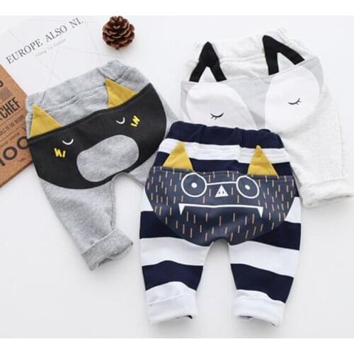 Infant pants 0-3T baby boys girls winter warm trousers toddler fleece inside cotton pants new baby cartoon style Harem pants