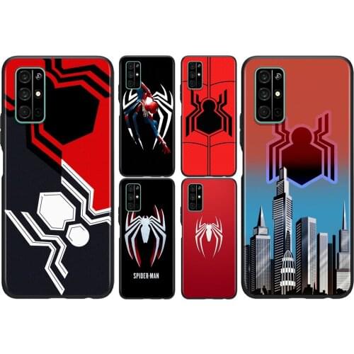 Marvel Spider-Man Logo For Huawei Honor 50 SE V30 View 20 V20 30i 30S 30 20S 20E 20i 20 Lite Pro Plus Black Phone Case