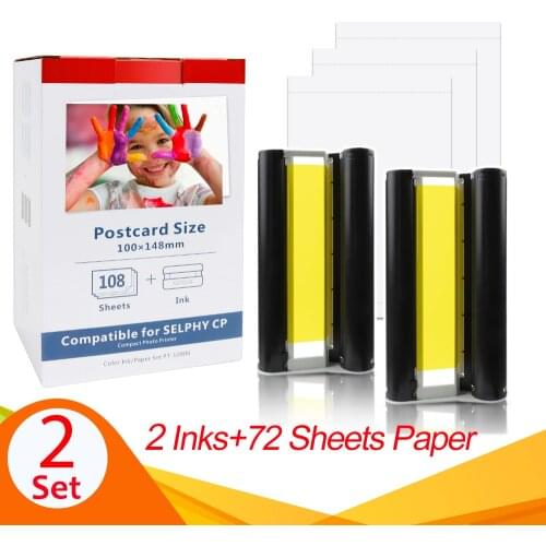 A ABCOLOR Ink Paper KP 108IN KP 36IN 6inch Compatible for Canon Selphy Photo Printer CP1200 CP1300 CP910 CP900 Photo Printer