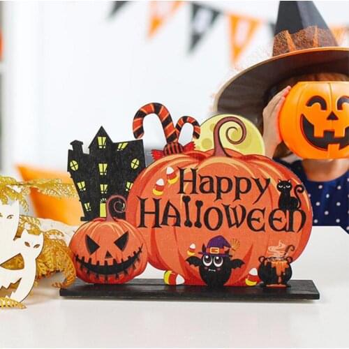 Halloween Pumpkin Wooden Ornaments Bar Party Scene Layout Treator Trick/BOO Sign Dinner Table Decorations Halloween Supplies