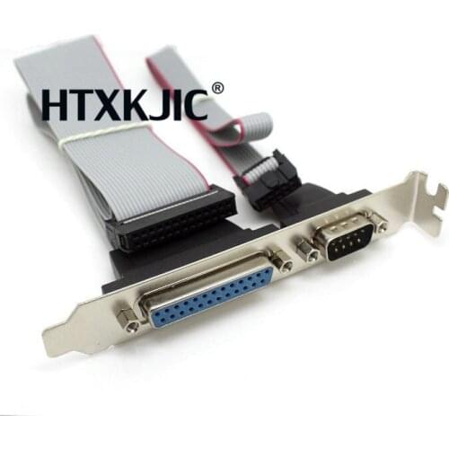 For PCI Slot Header Serial DB9 Pin With Parallel DB25 Pin Cable 28.5cm With Bracket For Parallel LPT Printer COM Serial