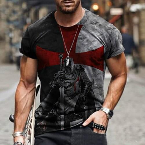 2021 hot summer top street fashion mens T-shirt black skull horns 3D T-shirt mens casual loose short pullover T-shirt