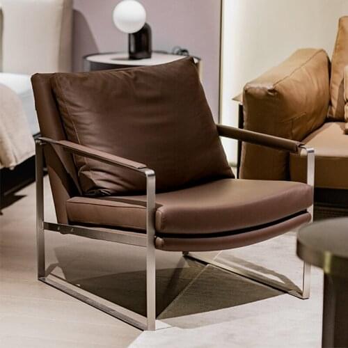 Italian luxury design post modern chaise longue living room home furniture sofa set leman high quality leather sofa stain steel