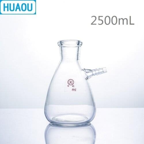 HUAOU 2500mL Filtering Flask 2.5L with Upper Tubulature Borosilicate 3.3 Glass Laboratory Chemistry Equipment