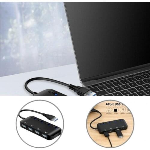 Compact Durable Plug and Play USB3.0 4 Ports USB Extender ABS Docking Station Plug and Play for Desktop