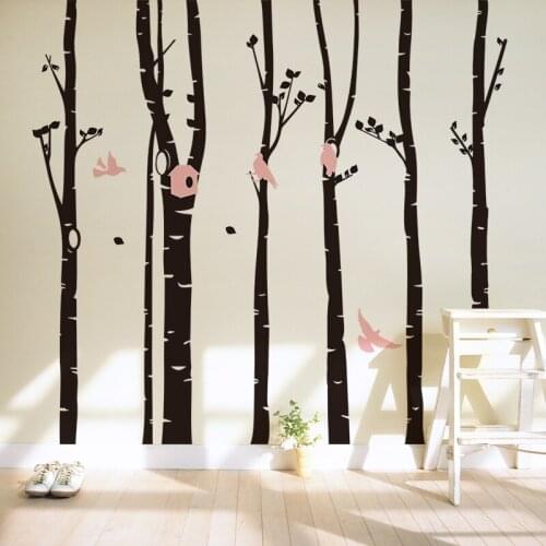 Creative Big Tree With Birds Wall Stickers For Office Living Room Bedroom Home Decoration Diy Plant Mural Art Vinyl Wall Decals