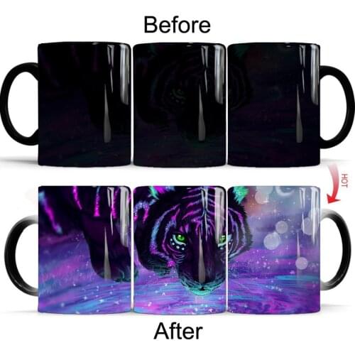 Magic King Tiger Color Changing Mug Ceramic Creative 11oz Friends Birthday Gift Coffee Cup